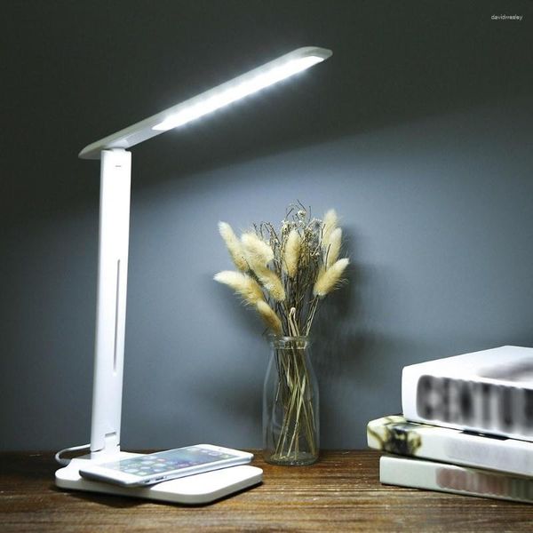 Lampes de table Lampe de bureau LED 10W avec charge sans fil Port USB Night Light Drop