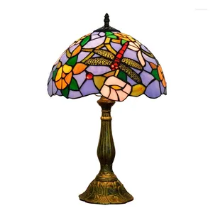 Tafellampen 12 inch eenvoudig Beige Noordse kunstlamp Lamp Tiffany gebrandschilderd glas retro bar eetkamer slaapkamer