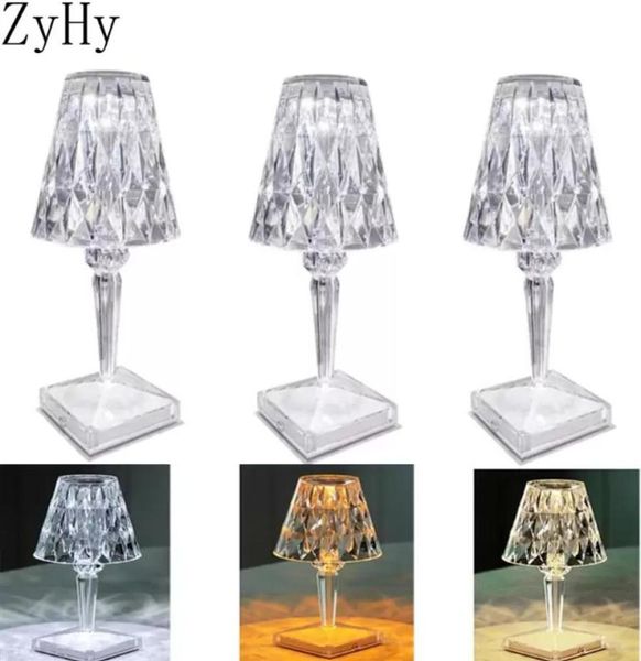 Lampes de table 13 PCS Diamond Lampe acrylique Décoration Bureau pour la chambre de lit de chambre à coucher Éclairage cristallin LED Night Light Gift2378062982