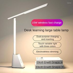 Tafellampen 15W Wireless Quick-larging Desk Light Oogbeschermende LED-vouwplug-in intelligente lamp voor werk en studie