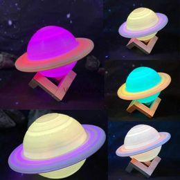 Lampes de table 16 couleurs impression 3D lampe à LED lune terre Jupiter USB Recharge télécommande maison chambre décor créatif humeur veilleuse colorée YQ231006