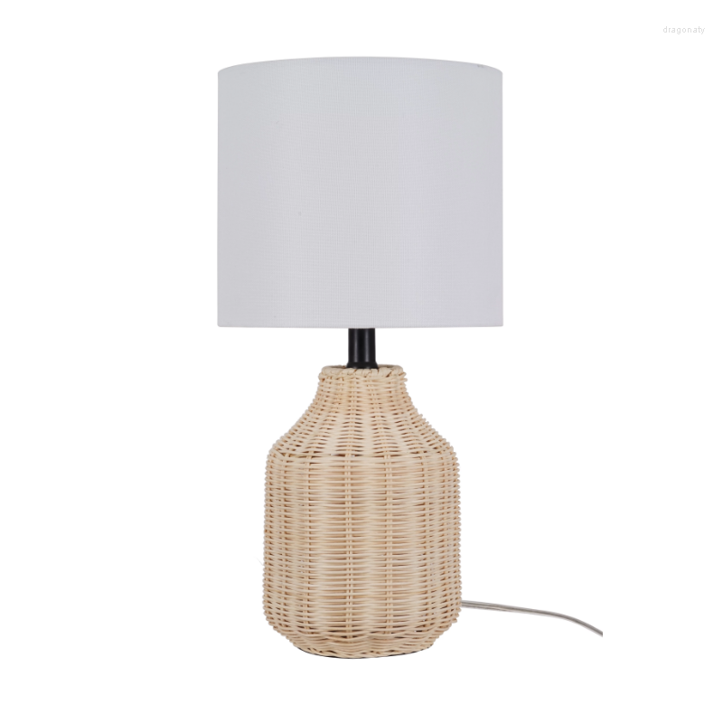 Tafellampen 48 cm geweven rotanlamp met natuurlijke afwerking voor slaapkamer