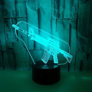 Lámparas de mesa 1pc 7 colores AK Machine Gun Submembra Estilo de pistola 3D Night Light - Lámpara de mesa táctil con Jack USB - Regalo creativo para la iluminación de la atmósfera