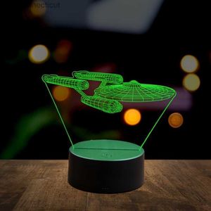 Lampes de table 1pc en acrylique transparent 3D Spacetime légende de style cuirassé LAMPE LAMPE USB Interface 7color Lumière de nuit pour la chambre Pièce d'affichage moderne et Fami