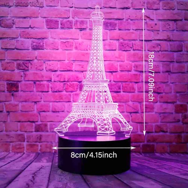 Lampes de table 1pc Tour Eiffel 3D LED VISIVE VISIVE LEMIR NIGHTE ACRYIQUE AVEC LECON DÉTÉ 16 COULEURS MALIFRIR DIMMable USB POLODEED DÉCORAGE DE Table CHRIS