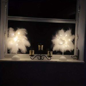 Lampes de table 1pc plume table lampe chambre chambre à coucher lampe décorative intérieure cadeau romantique lampe d'anniversaire de la lampe de plumes table lampe de nuit