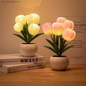 Tafellampen 1 pk USB Tulp Table Lamp - Anti -realistisch nachtlampje voor woonkamer en slaapkamer - Decoratieve vaaslamp - Perfect cadeau voor moederdag en verjaardagen