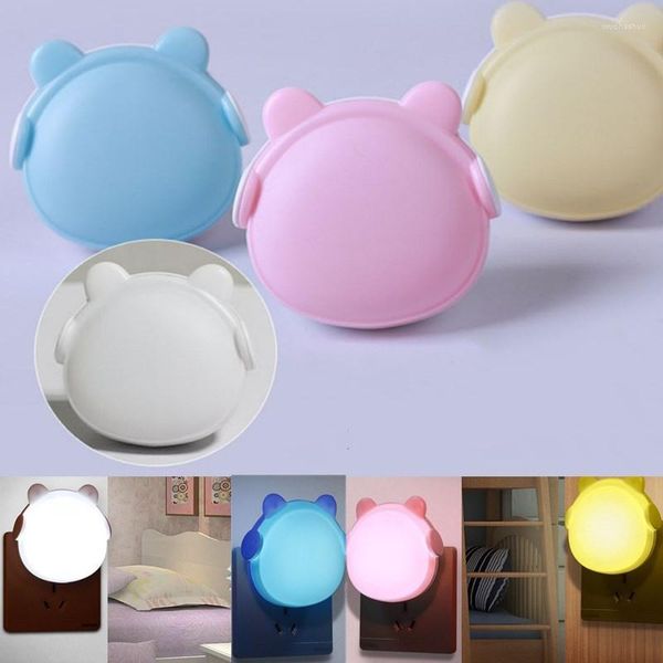 Lampade da tavolo 1 pz orso creativo LED luce notturna controllo automatico del sensore luci da parete bambino camera da letto lampada da comodino lampadina spina americana