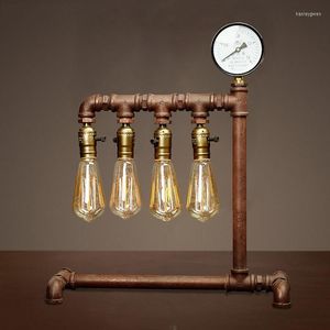Tafellampen 2022 Creatieve vintage lamp 3 koppen. Industriële waterpijp bureau licht loft naast slaapkamer studie verlichting