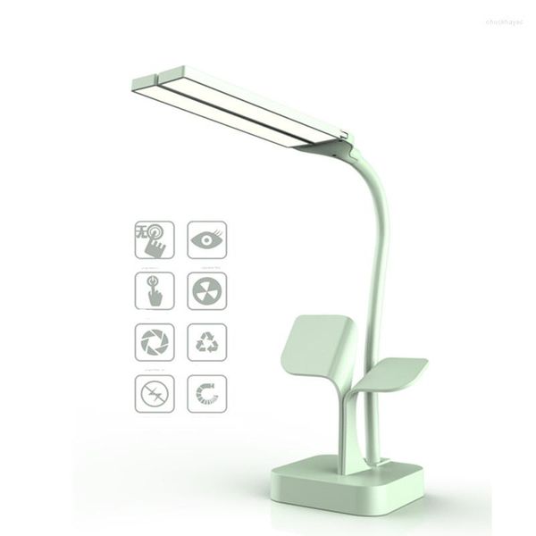 Lampes de table 2023 Lampe de bureau pliable super lumineuse Deux têtes USB rechargeable LED Protection des yeux Dimmable Lampe de lecture Étudiant