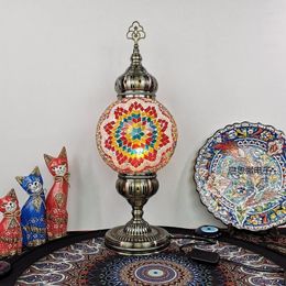 Tafellampen 20 cm bal est mediterrane stijl kunst deco turkish mozaïek lamp handgemaakt glas romantisch bed licht