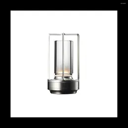Tafellampen 2600 mAh Oplaadbare LED -lamp Moderne aanraking aanpassing voor slaapkamer Restaurant Decoratie Licht zilver