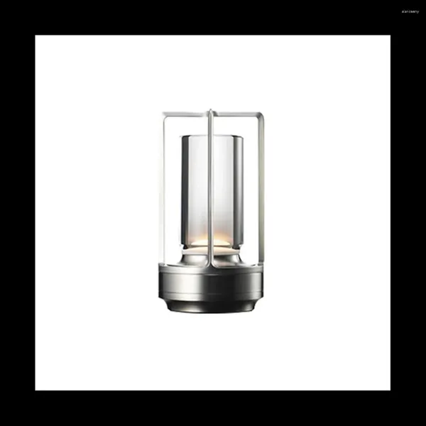 Lámparas de mesa 2600MAh Lámpara LED recargable Ajuste táctil moderno para la decoración del restaurante del dormitorio Plata clara