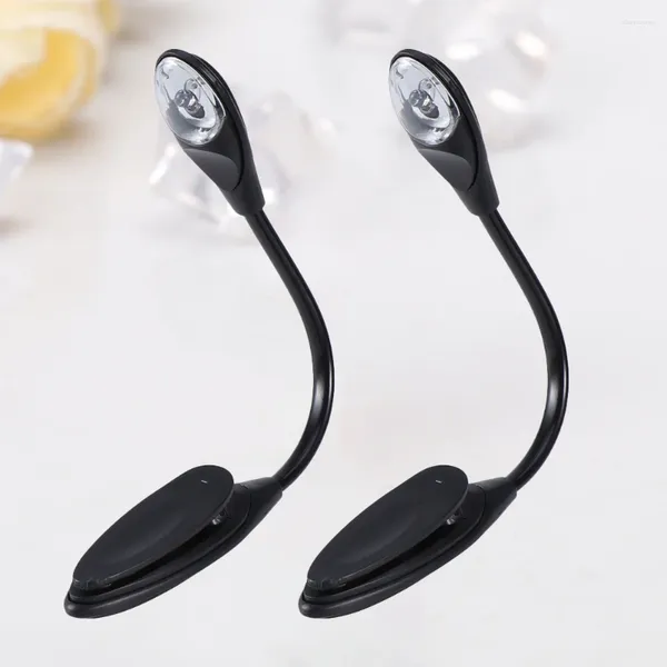 Lámparas de mesa 2 unids 017W Elegante lámpara de luz de lectura de libro de viaje portátil flexible Mini LED Clip Booklight con botón (negro)