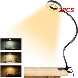Lâmpadas de mesa 2pcs Clip Light Luzes de leitura LED Clamp-on Desk Lamp com 3 modos de cor e 10 brilho regulável flexível para vídeo
