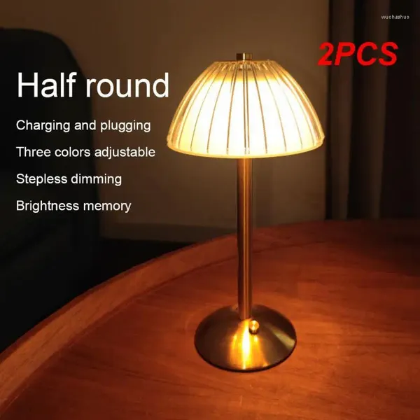 Lampes de table 2pcs Nordic Crystal Reccharteable Lampe LED Toux Dimmable Golden Desk Salon Room Chambre El Bedside