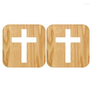 Tafellampen 2x 3D LED LAMP Night Light USB Desk Christianity Crucifix Crafts For Gift Home Decoration Wooden Cross