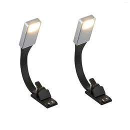 Lámparas de mesa 2x Luz LED recargable para papel Kindle USB Lámpara de lectura Libro Clip de viajes Lector de dormitorio
