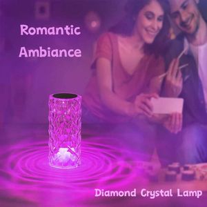 Tafellampen 3/16 Kleur LED Kristallen Tafellamp Oplaadbare Touch Rose Romantische nachtlamp Slaapkamer Bedmaal Lamp Woonkamer Bar Decoratie