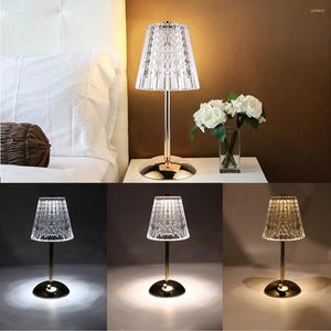 Lampes de table 3 couleurs LED lampe en cristal Dimmable chevet Rechargeable veilleuse romantique sans fil bureau pour chambre maison