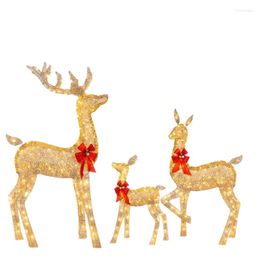 L￡mparas de mesa decoraciones navide￱as de 3 piezas decoraci￳n de Navidad decoraci￳n de los ciervos encendidos de la familia al aire libre para patios