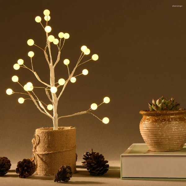 Lámparas de mesa 30 LED Luz de árbol Rama brillante Noche LED Adecuado para el hogar Dormitorio Boda Fiesta Decoración de Navidad