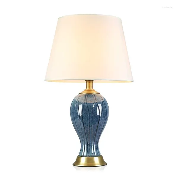 Lámparas de mesa 33x55 cm Lámpara de cerámica azul europea para dormitorio Sala de estar Decoración para el hogar Lado de la cama