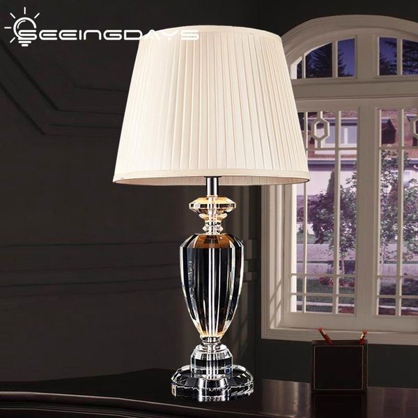 Lampes de table 36x62cm Style européen luxe K9 lampe en cristal pour salon chambre américain moderne étude chevet