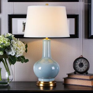 Lampes de table 37x62 chinois américain Jingdezheng lampe en céramique chambre chevet salon El Villa Club décoration douce