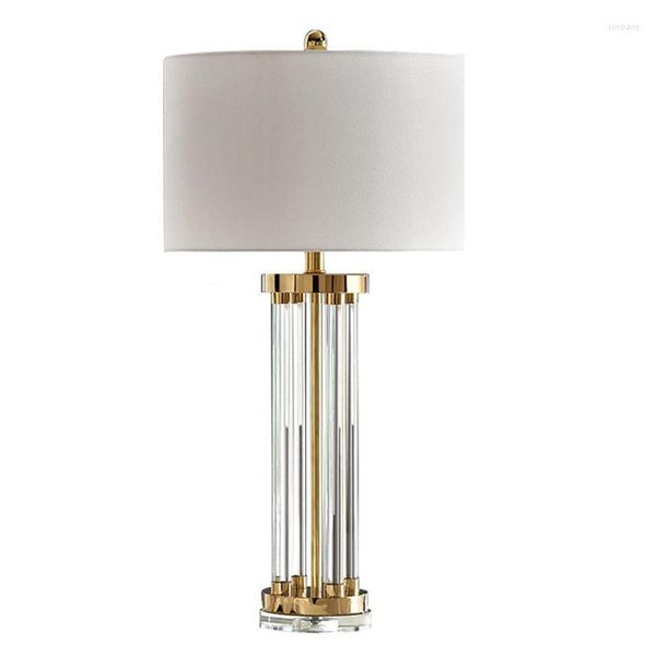 Lampes de table 38x76cm Post-moderne doré simple cristal grand pour salon modèle maison villa chambre lampe de chevet