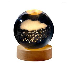 Lámparas de mesa, lámpara de bola de cristal tallada en 3D, iluminación decorativa de planeta galaxia brillante de escritorio, atmósfera USB para regalos especiales para niños