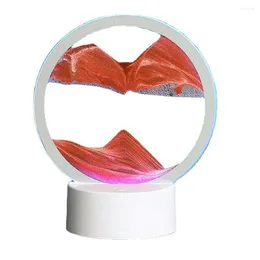 Lámparas de mesa 3D Pintura de arena que fluye Lámpara USB Mobile Hourglass Deep Sea Sandscape Night Light Red