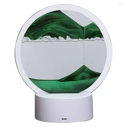 Lámparas de mesa 3D Pintura de arena que fluye Lámpara USB Mobile Hourglass Deep Sea Sandscape Night Light Green