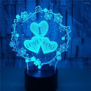 Lampes de table Lampe 3D Je t'aime Led Illusion Bureau Lampe de chevet Veilleuse pour maman petite amie amant Valentine cadeaux chambre décor