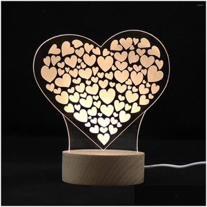 Lampes de table 3D LAMPE LOVE LAMPE USB COEUR COEUR LED LED NUMÉRIELLE POUR LA CHAMBRE DROP LIVRES ÉCLAIRES ÉCLAIRES INDOOR DHZFP