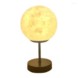 Lámparas de mesa Lámpara de luna 3D Mesita de noche Regulable Pequeño Dormitorio moderno Cama Lado LED Escritorio Luz Mesita de noche Durable