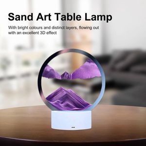 Lampes de table 3D Moving Sand Art RVB Coloré Changement de Couleur Dessin Ornement Lumières Créatif Sablier Nuit