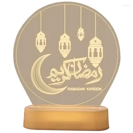 Lampes de table 3D Night Light avec télécommande classique calligraphie islamique croissant lanterne bougie en forme de Ramadan Top
