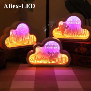 Tafellampen 3D-papiersnijwerk Nachtlampje LED-slaapkamer Decoratieve nachtlamp voor kinderen Kerstmis Valentijnsdag Verjaardagscadeaus Decor Tafellamp YQ231006