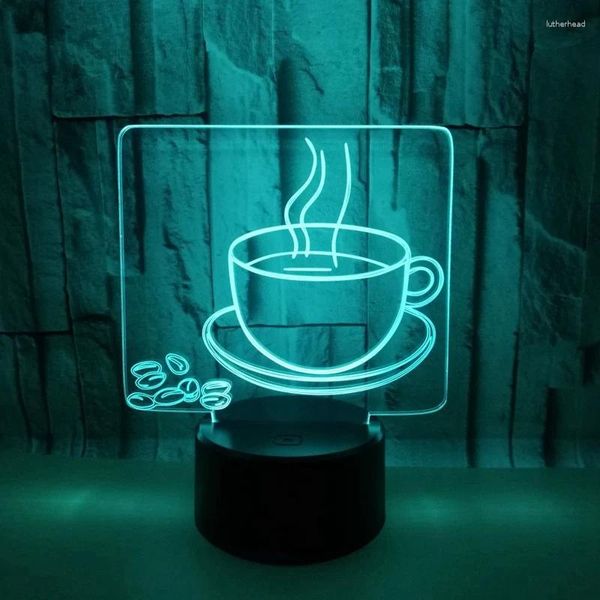 Lampes de table 3D Visual Lampe 7 Couleurs Caxe Caxe Night Light Light LED Sleep Sleep Lighting Restaurant Decor