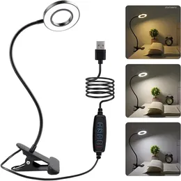 Lampes de table 48 LEDS Clip de lampe de bureau Livre USB Léger Light Side 360 ° Flexible Protection oculaire de la protection des yeux Éclairage de lecture au col en ajustement Réglable 3 Niveau