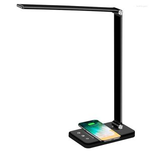 Lámparas de mesa 50% de descuento Lámpara de escritorio recargable USB Soporte Carga inalámbrica LED Temporizador automático 4 Brillo Estudiante ajustable