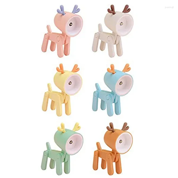 Lampes de table 6pcs mini Lumière de nuit pour les enfants mignon Petite lampe Deer Forme de lecture portable Voyage d'étude