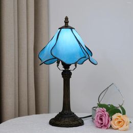 Lampes de table 8 pouces vintage tiffany lampe à restauration de chevet de chevet en forme de fleur de fleur pour le salon