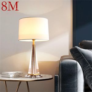 Tafellampen 8m Lamp Messing Moderne Simple Crystal Led Stof Desk Licht Decoratie voor thuis Slaapkamer