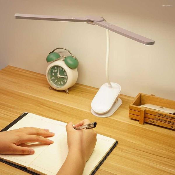 Lámparas de mesa ABS Clip Lámpara Eléctrica 3 Engranajes Ajustable Cuidado de los ojos Plegable 360 grados Dormitorio flexible Lectura Aprendizaje Luz de escritorio