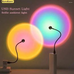 Lampes de table ABS Kerokuru USB Sunset Light Lampe Style moderne Compact et portable Pographie Mur Atmosphère Protection des yeux