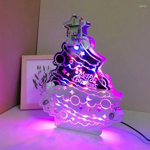 Taflampen Acryl Luminous Mirror Bilayer Custom Light Led Naam Neon Sign Illumined Personaliseerde kerstdecoratie