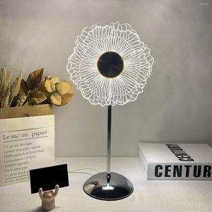 Tafellampen Acryl Zonnebloem Nachtlampje USB Plug-in 6W Sfeer 3 Kleuren Dimbare Verlichting Ornamenten Christmast Gift voor Slaapkamer