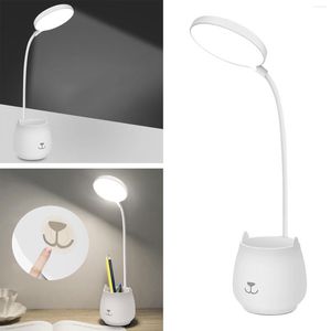 Lampes de table Luminosité réglable LED Lampe de bureau avec porte-stylo tactile USB 3 en 1 Lampe Veilleuse pour l'apprentissage des enfants Dortoir d'étude à domicile
